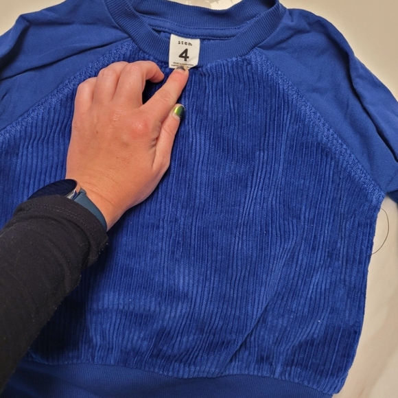 Blue Corduroy Crewneck Sweater - Picture 4 of 4